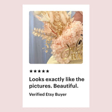 Load image into Gallery viewer, Dried Floral Cake Topper | Pink and White Posy with Hydrangea
