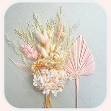 Load image into Gallery viewer, Dried Floral Cake Topper | Pink and White Posy with Hydrangea
