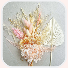 Load image into Gallery viewer, Dried Floral Cake Topper | Pink and White Posy with Hydrangea
