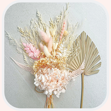 Load image into Gallery viewer, Dried Floral Cake Topper | Pink and White Posy with Hydrangea
