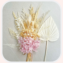 Load image into Gallery viewer, Dried Floral Cake Topper - Lilac Hydrangea Palm &amp; Posy
