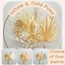 Load image into Gallery viewer, Dried Floral Cake Topper | Gold and White
