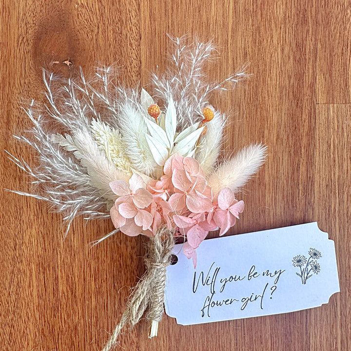 Pink and White Mini Posies with Personalised Gift Tag - Will You Be My Bridesmaid Gift - Flower Girl - Bridesmaid Proposal - Mini Bouquet