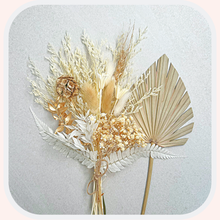 Load image into Gallery viewer, Dried Floral Cake Topper | Gold and White
