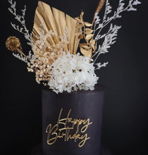 Load image into Gallery viewer, Dried Floral Cake Topper | Gold and White Posy with Hydrangea
