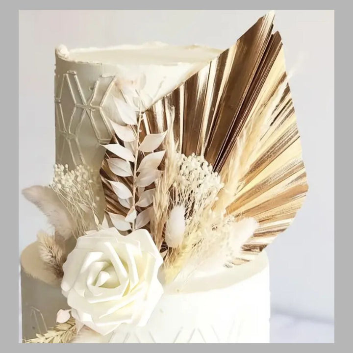 Gold Coloured Spear Palm Cake Topper Decoration